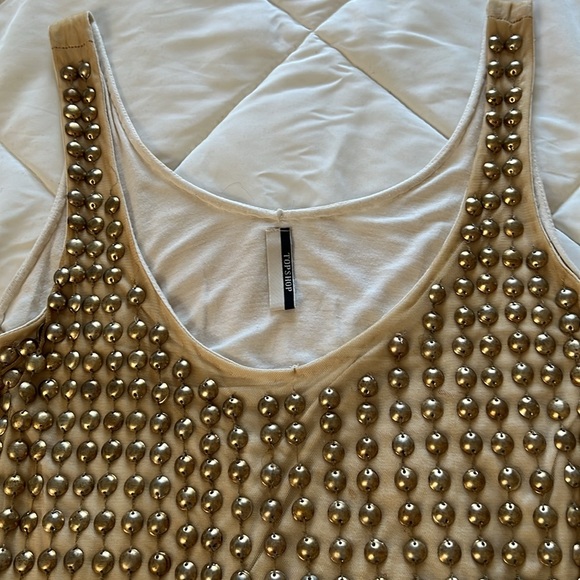 Topshop Dresses & Skirts - Top shop Studded Gold Sleeveless Low Scoop Neckline Sheath Mini EU36 US Med